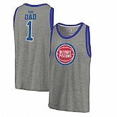 Detroit Pistons Fanatics Branded Greatest Dad Tri-Blend Tank Top - Heathered Gray